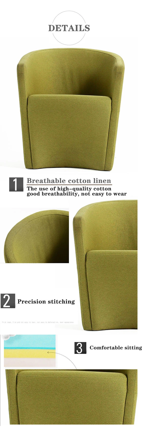 Modern Metal Legs Single Seat Fabric Lounge Chairs Home Furniture Living Room Sofa Chair