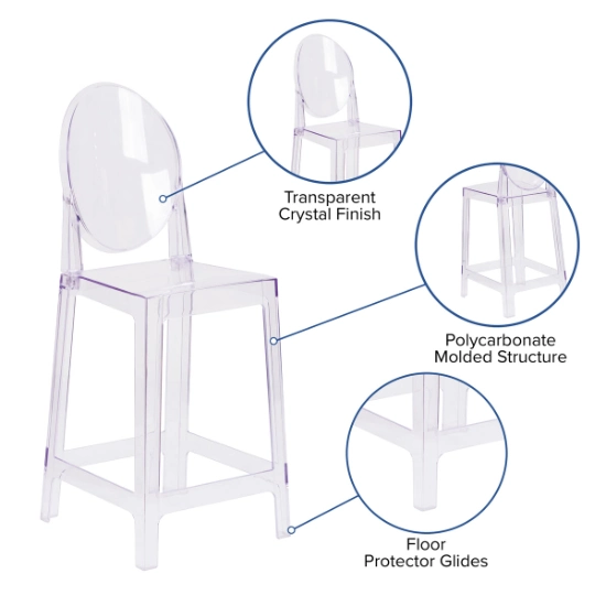 Contemporary Modern Glam Barstool Modern Chair Stool Side Chairs Molded Plastic Bar Stool