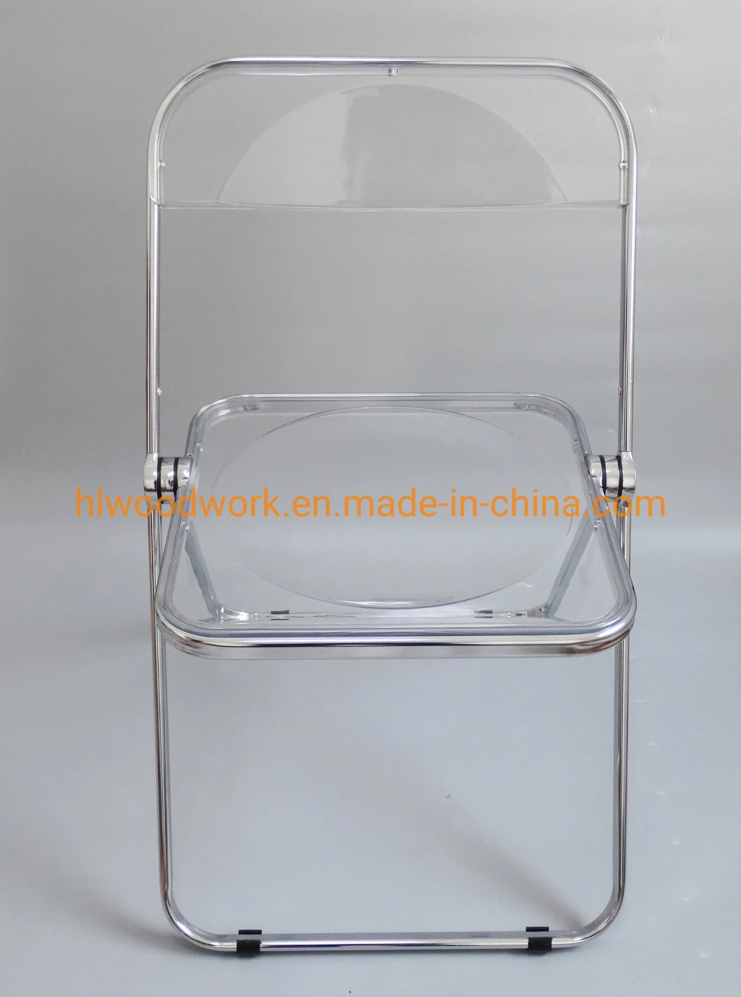 Clear Plastic Folded Chair Office/Bar/Dining/Leisure/Banquet/Wedding/Meeting Folding Plastic Chair in Chrome Frame Transparent Clear PC Plastic Dining Chair