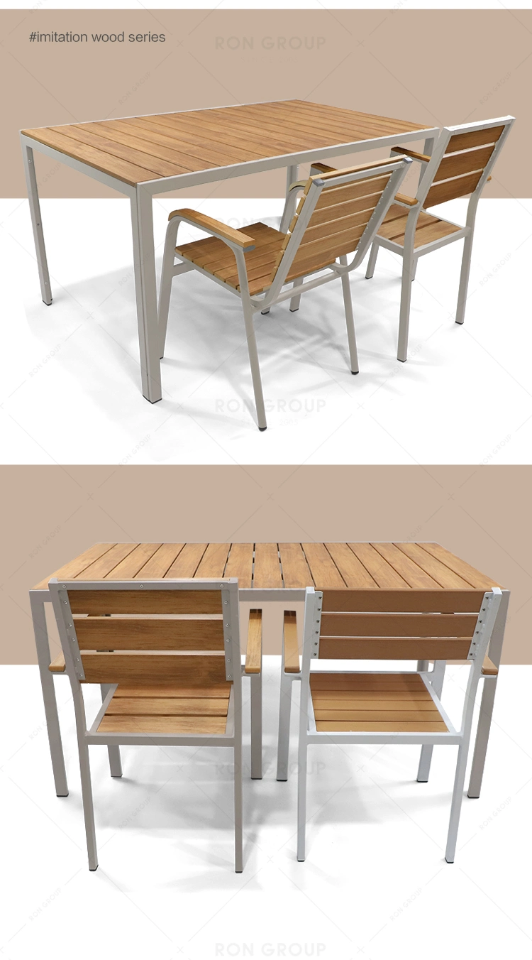 10% off Popular Outdoor Restauran Table Aluminium Frame with Plastic Wood Square Dining Table