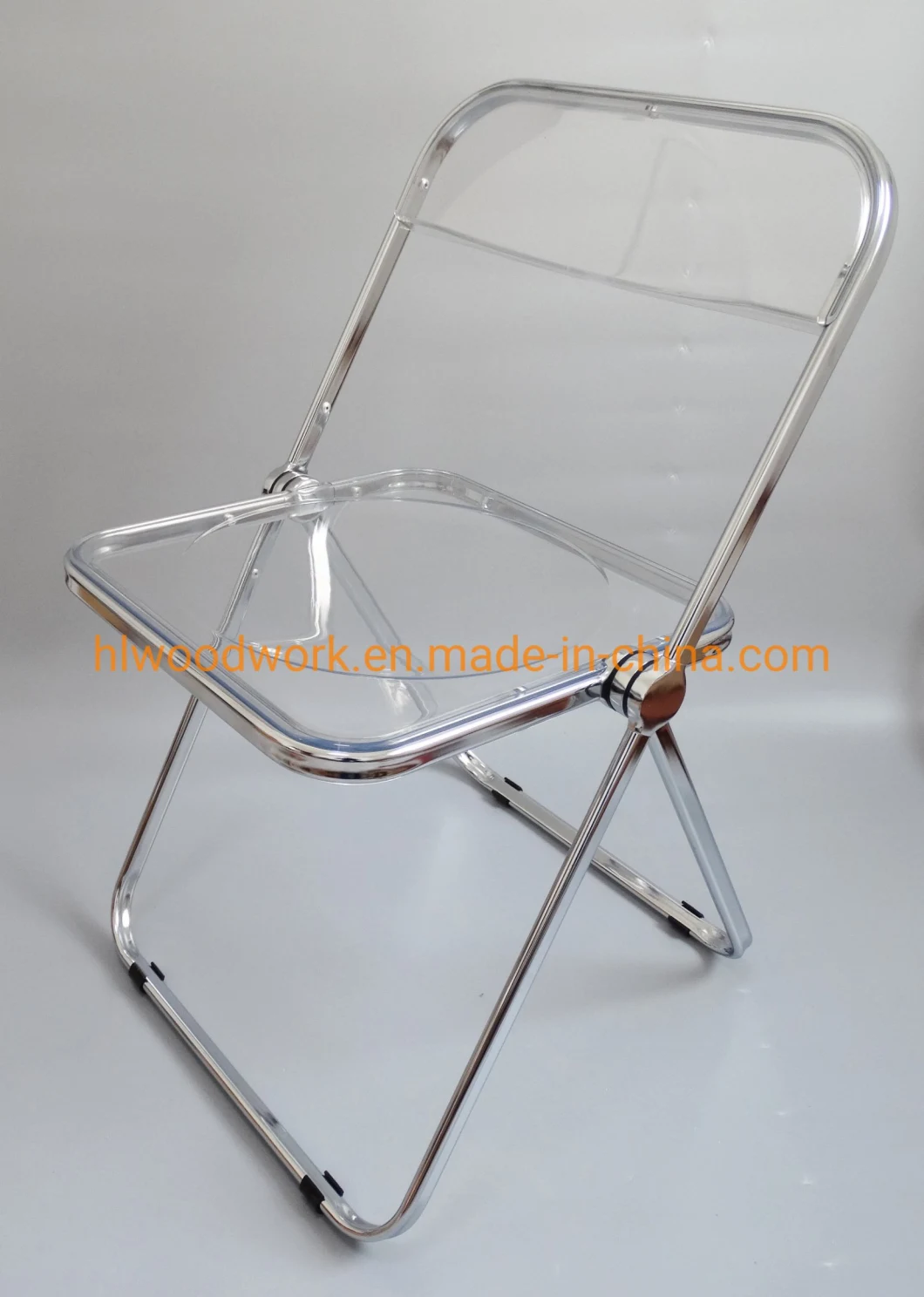 Clear Plastic Folded Chair Office/Bar/Dining/Leisure/Banquet/Wedding/Meeting Folding Plastic Chair in Chrome Frame Transparent Clear PC Plastic Dining Chair