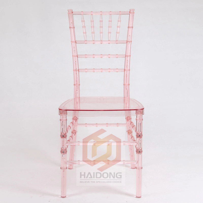 Modern Wedding Hotel Garden Pink Clear Plastic Resin Chiavari Chair