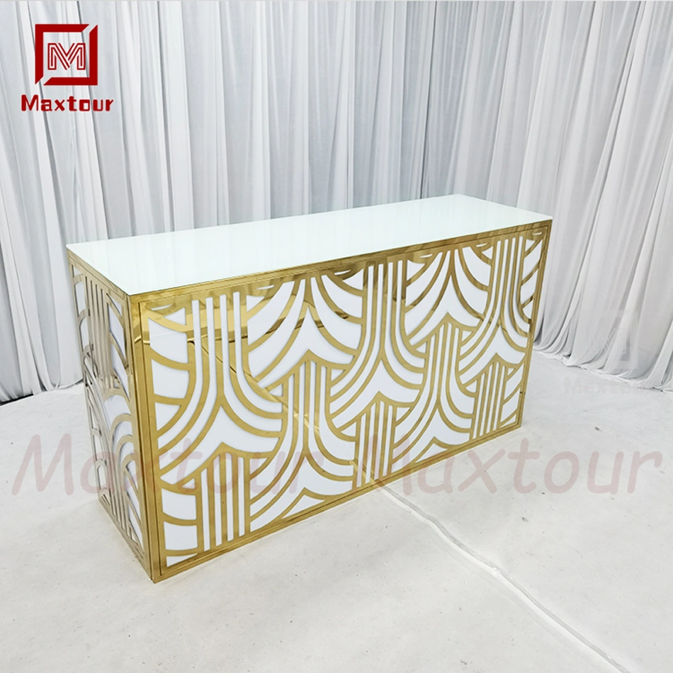 Plastic PVC Stainless Steel Pattern Unique Design Bar Counter Table Receiption Table for Hotel Hall